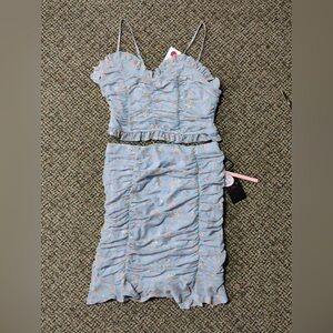 Iris Light Blue Floral Mesh Dress, 2 piece, women’s medium NWT